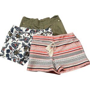LOFT Lot Of Three Size 0 / 2 Women’s 4” Floral Striped Solid Cotton Blend Shorts